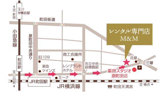 振袖・卒業袴・ウエディングドレス　レンタル専門店M&M　地図